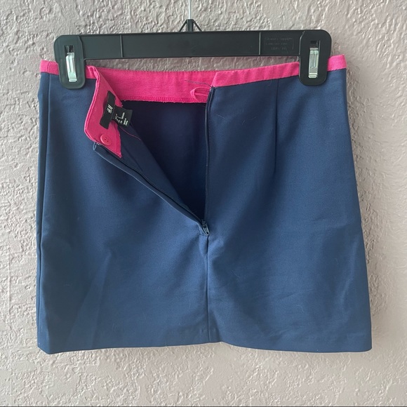 H & M navy blue and pink mini skirt in size 2 - Picture 2 of 6